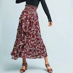 Anthropologie Mynah’s Reynu Taandon Keshika Ruffled Maxi Skirt Size XS